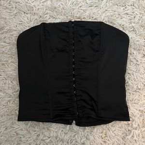 Black Satin Super down Corset Top